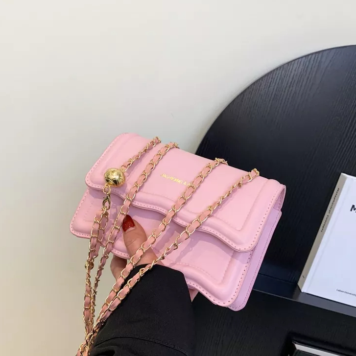 SUPERCUTE Túi Xách Đeo Vai Hình Vuông Cỡ Nhỏ Phối Dây Đeo Sợi Xích Thời Trang Cho Nữ