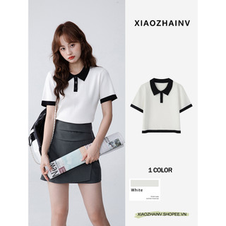 Áo polo XIAOZHAINV tay ngắn đơn giản thời trang cho nữ