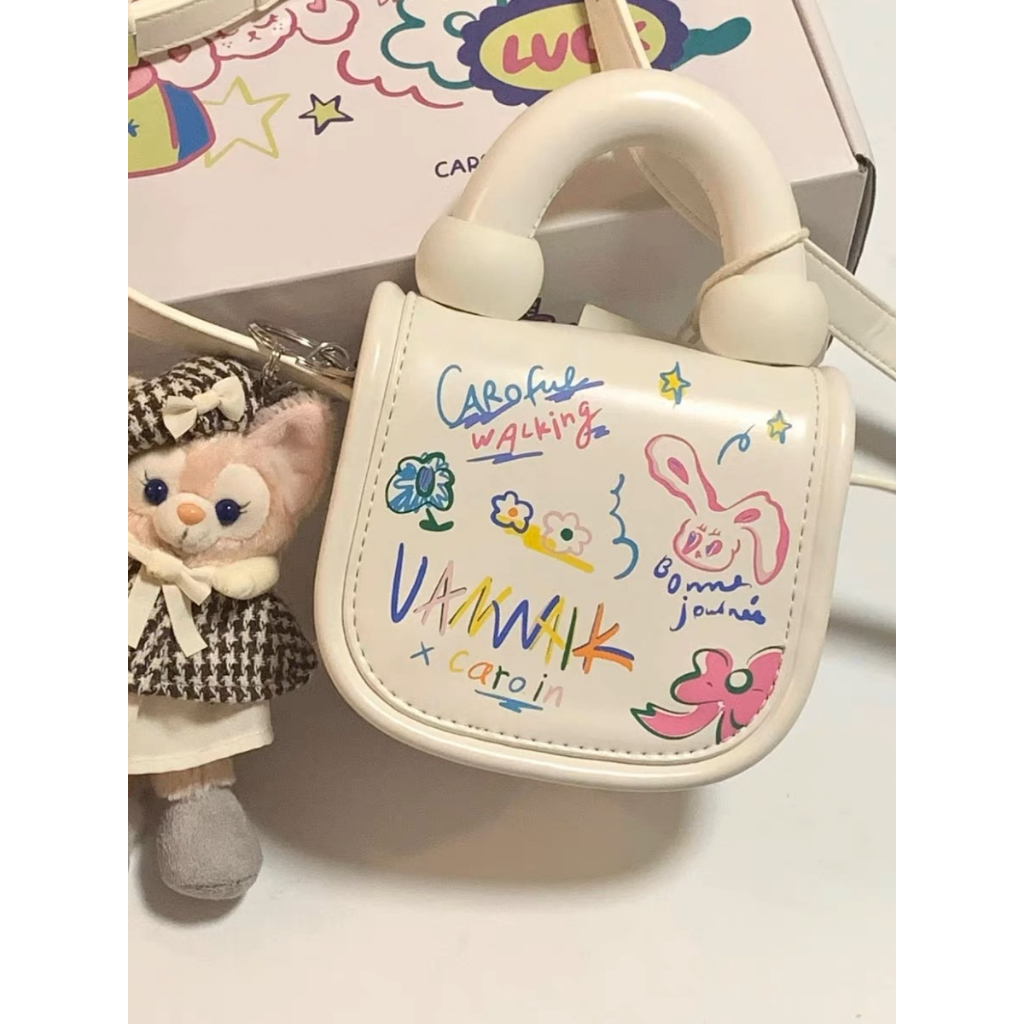 Túi Đeo Chéo mini Họa Tiết Hoạt Hình graffiti Phong Cách Hàn Quốc Thời Trang Xuân Hè Cho Nữ