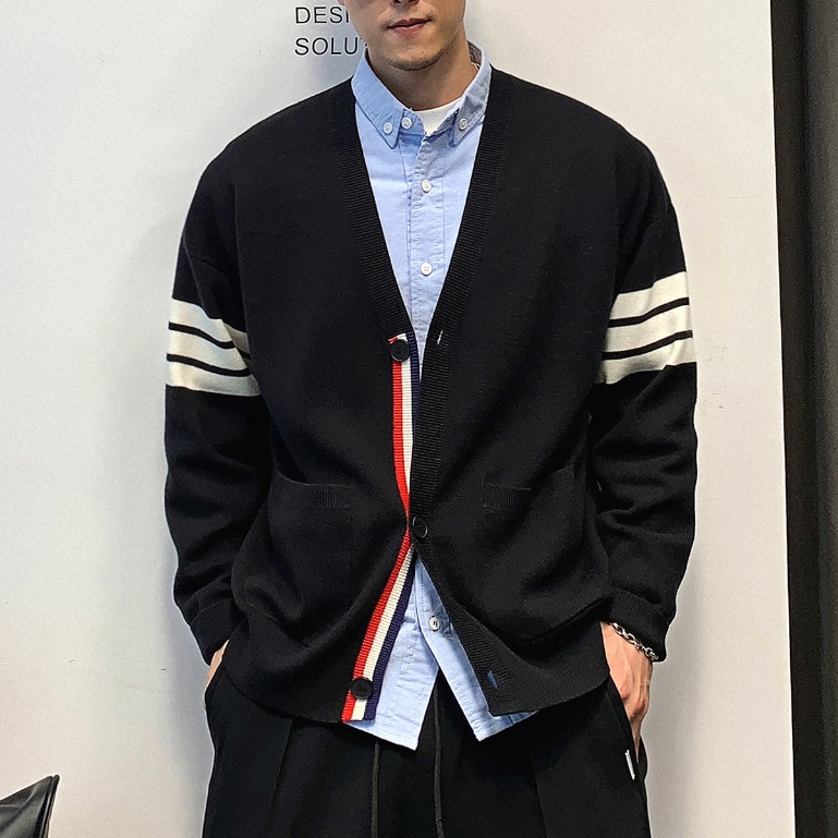 Áo Khoác cardigan Dệt Kim Mỏng Cổ Chữ v Phong Cách Đường Phố Cao Cấp