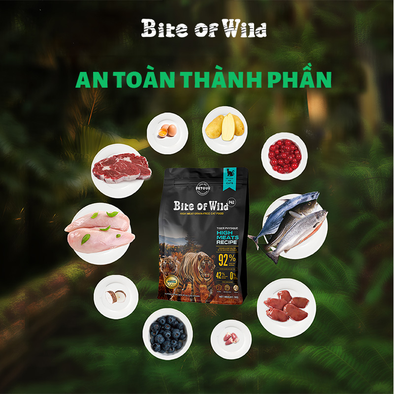 【Dùng thử miễn phí】 Bite of wild 1kg thức ăn cho mèo súp thưởng con cám mèo đồ ăn cho mèo hạt 5kg  cho mèo thức ăn/không có lúa gạo/42% Có nhiều protein/mèo trưởng thành/mèo con