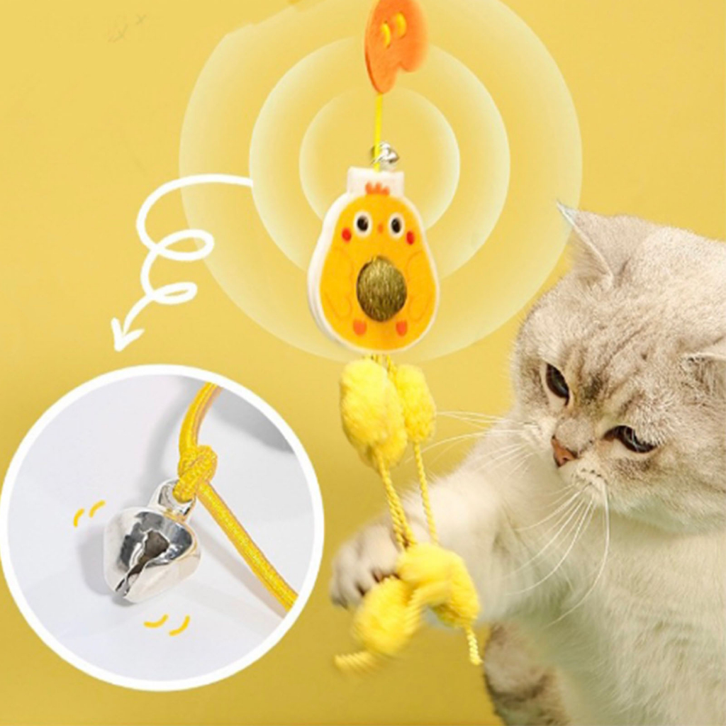 Đồ chơi mèo treo cửa, xích đu nỉ tự chơi, dây thun, gậy treo lông mèo