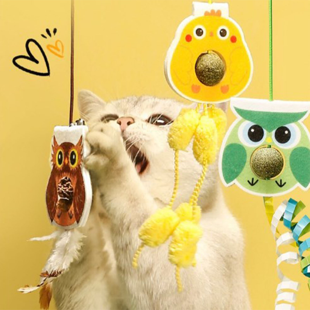 Đồ chơi mèo treo cửa, xích đu nỉ tự chơi, dây thun, gậy treo lông mèo