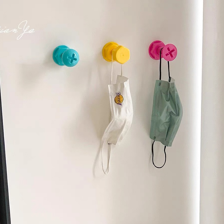 TessaHome 3 Đầu Hút Móc Hình Dáng Dễ Thương Màu Sắc Tươi Sáng Chịu Lực Thời Trang Vít Cho Nhà Bếp Phòng Tắm