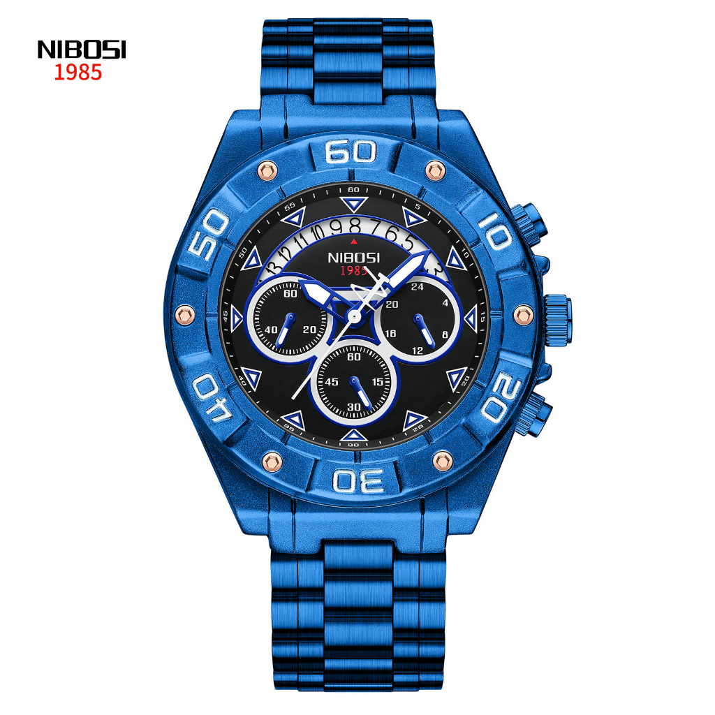 Đồng Hồ Quartz Nam Hiển Thị Ngày Chất Liệu Thép Không Gỉ Chống Thấm Nước Hiệu NIBOSI