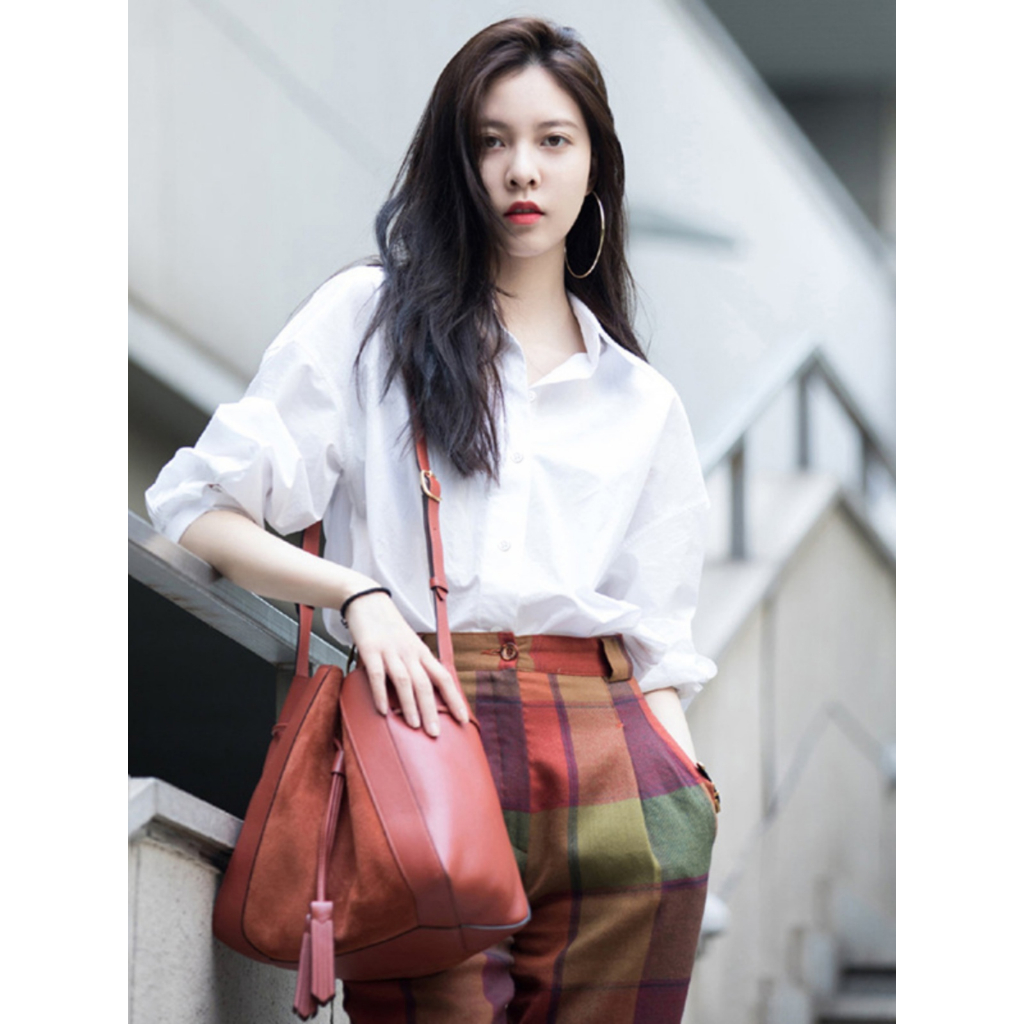 Xiaozhainv Áo Sơ Mi Nữ Tay Dài Dáng Rộng Phong Cách Hàn Quốc Thời Trang