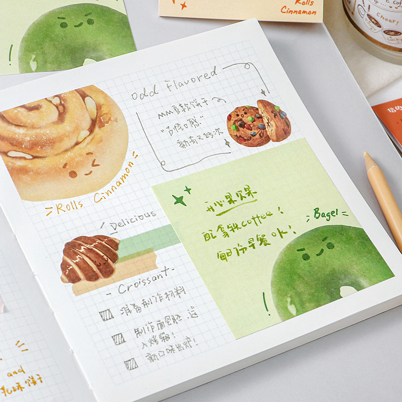 Mr. Paper  100 vé/túi tờ Phim hoạt hình dễ thương bánh Ông benecke quả Bánh mì chủ đề Bản ghi nhớ Sổ ghi chú Giấy thông báo Danh sách học sinh phải làm việc