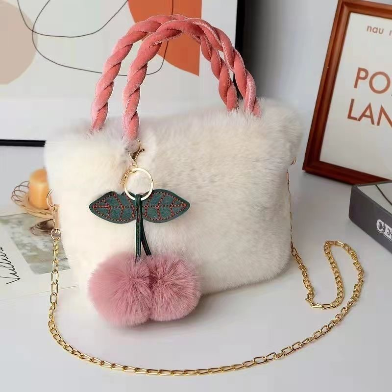 Túi Xách Đeo Vai Phủ Bông Hình cherry Thời Trang Sang Trọng Dành Cho Nữ