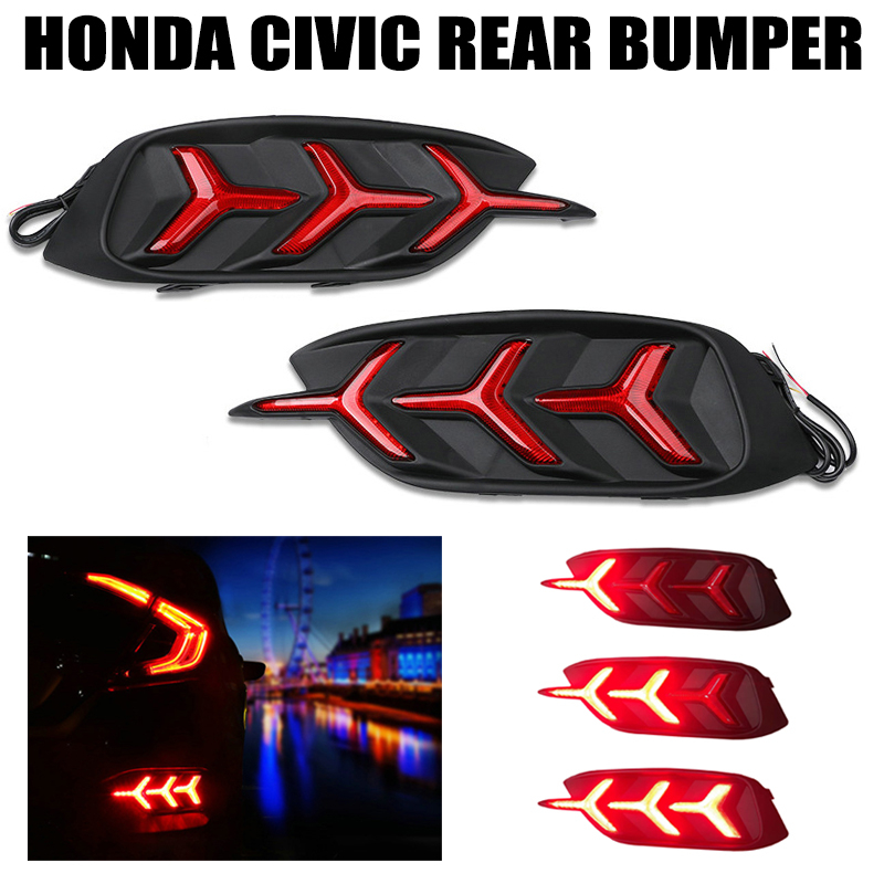 Khung Đèn led Phản Quang Màu Đỏ Gắn Đuôi Xe Hơi honda civic 2016 2017 2018 2019 2020