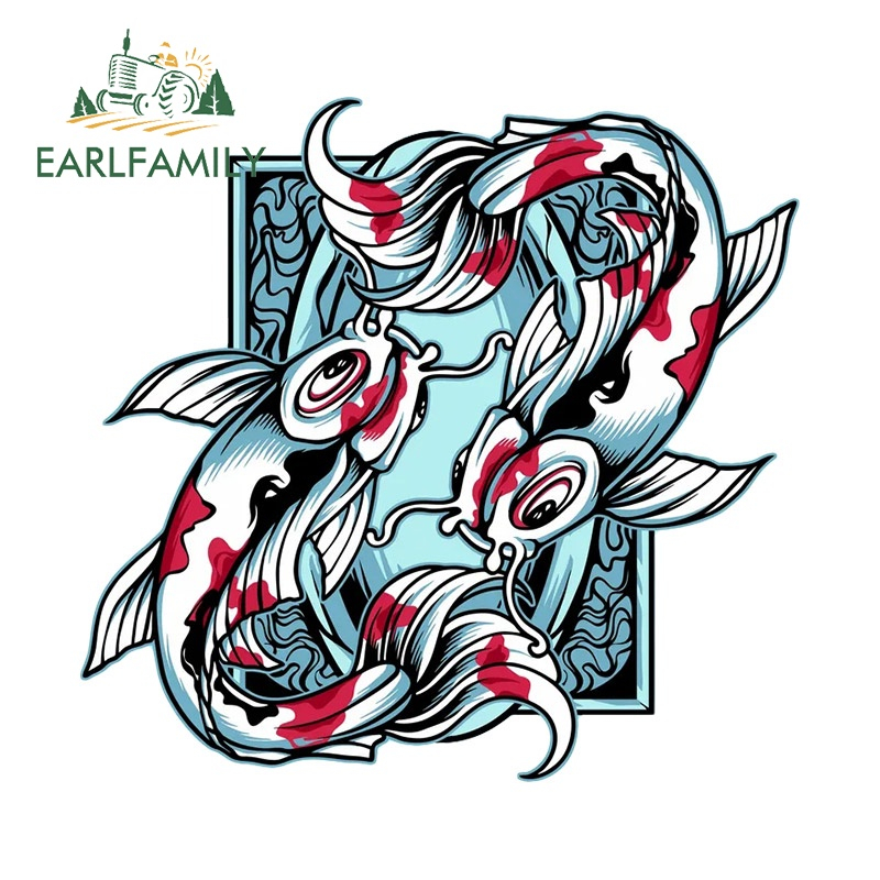 Miếng Dán Hình Cá koi 13Cmx8.3Cm Chống Trầy Trang Trí Xe Hơi