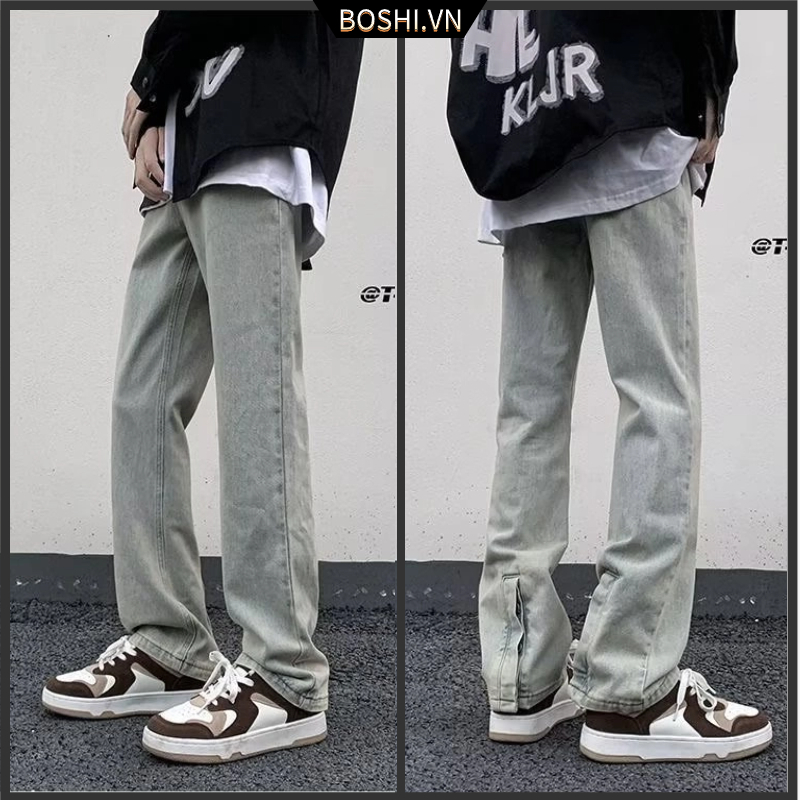 【S-3XL】quần jean nam ống đứng có dây kéo phong cách retro mỹ simple fashion quần bò nam đẹp dây kéo quần jean ống đứng hàn quốc quần bò nam ống côn