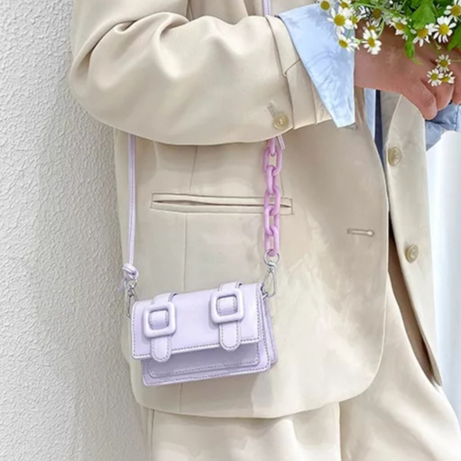 SUPERCUTE Túi Đeo Vai mini Bằng Da PU Màu Trơn Phong Cách Phương Tây Thời Trang