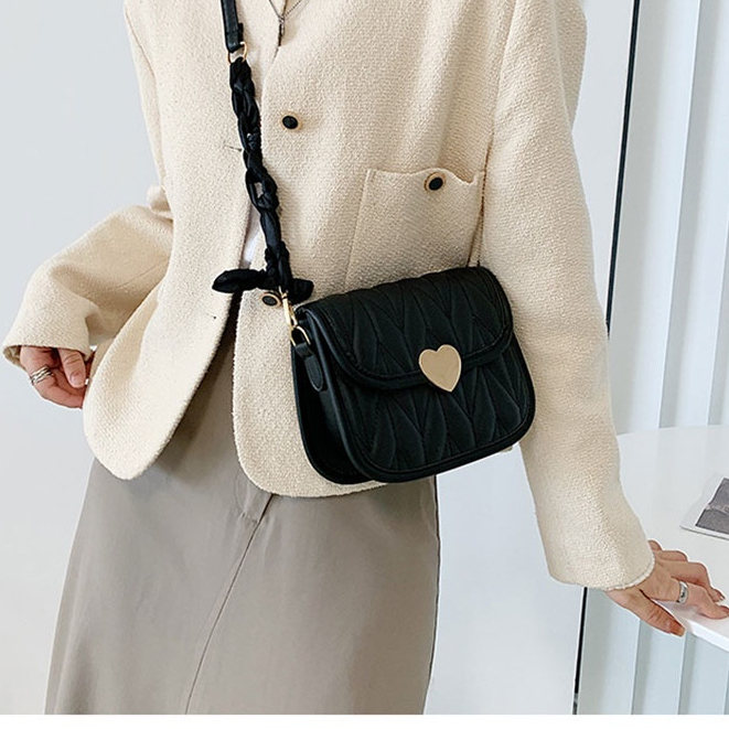 SUPERCUTE Túi Đeo Vai Hình Vuông Cỡ Nhỏ Bằng PU Màu Trơn Thêu Họa Tiết Hình Thoi Đơn Giản Thời Trang