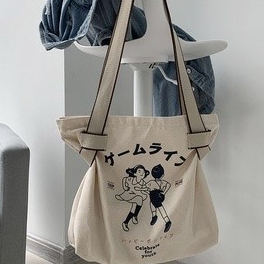 SUPERCUTE Túi Đeo Vai Bằng Vải canvas Màu Trơn Phong Cách Hàn Quốc Thời Trang Dành Cho Học Sinh