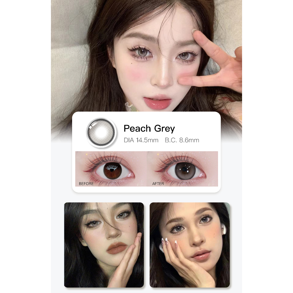 O2giày  2 Cái power  Thấu Kính Mắt Mềm Tự Nhiên Màu Xám Sử Dụng Năm 14.2-14.5mm