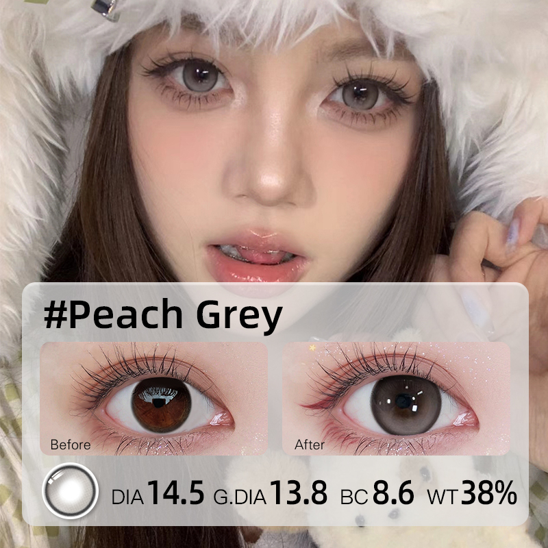 O2giày  2 Cái power  Thấu Kính Mắt Mềm Tự Nhiên Màu Xám Sử Dụng Năm 14.2-14.5mm