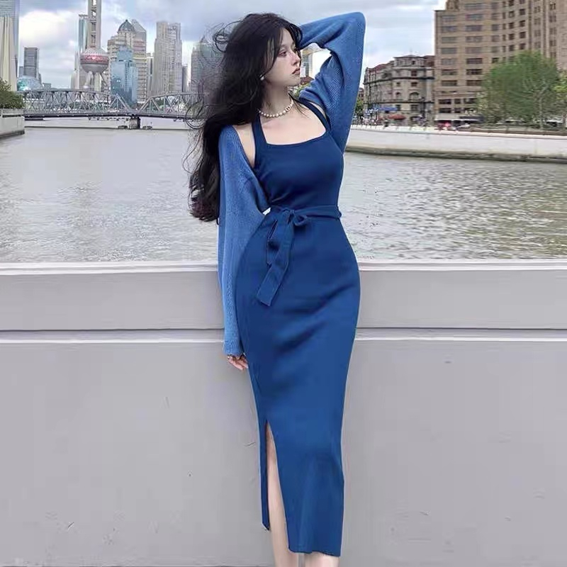 Pure desire Đầm Dệt Kim Cao Cấp Ôm Dáng Phong Cách Thu Đông Cổ Hẹp 2023 Mới Quyến Rũ Cho Nam Và Nữ