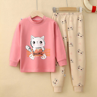 Đồ ngủ cotton tay dài in hoạt hình phong cách mùa thu cho trẻ 90-160cm
