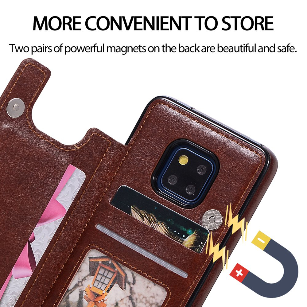 Bao Da pu Điện Thoại Nắp Lật Hít Nam Châm Có Ngăn Đựng Thẻ Và Giá Đỡ Cho huawei mate 20 30 40 pro lite zy-13