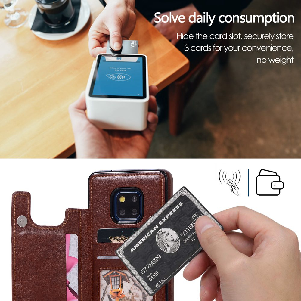 Bao Da pu Điện Thoại Nắp Lật Hít Nam Châm Có Ngăn Đựng Thẻ Và Giá Đỡ Cho huawei mate 20 30 40 pro lite zy-13