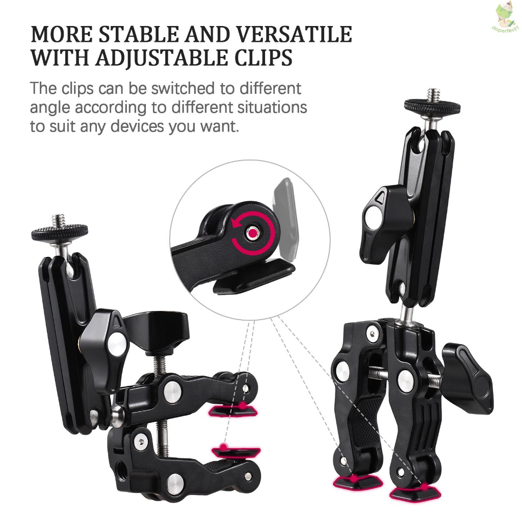 R099 Super Clamp Mount với 360° Đầu bi Mini có thể xoay 1/4 Inch hợp kim nhôm công suất tải 1,5kg