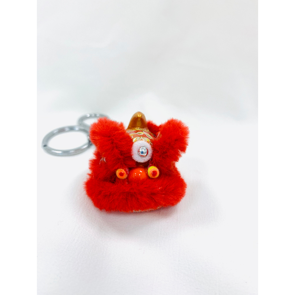 毛毛-红色 Móc Khóa resin Hình Sư Tử Nhảy Múa Thời Trang