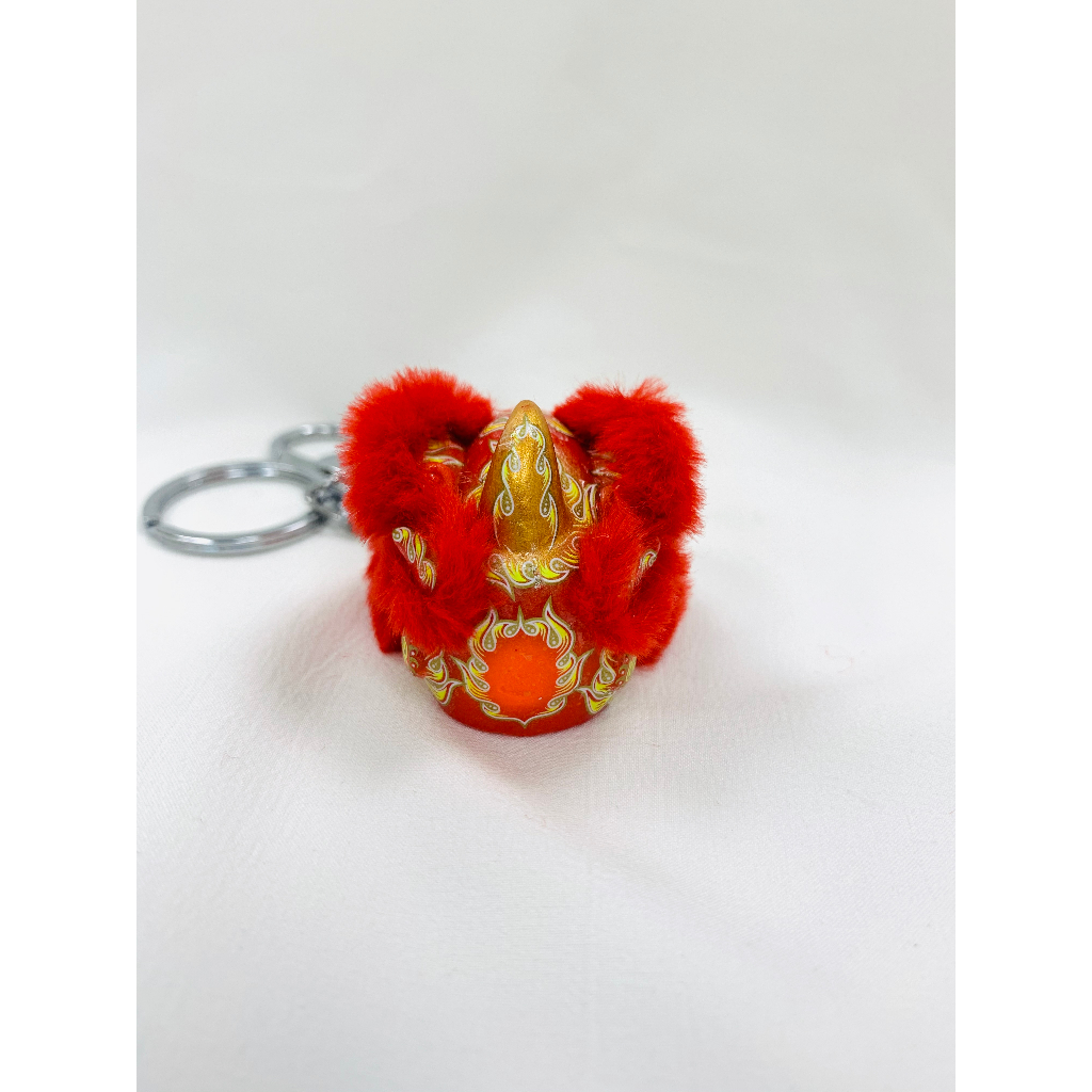 毛毛-红色 Móc Khóa resin Hình Sư Tử Nhảy Múa Thời Trang