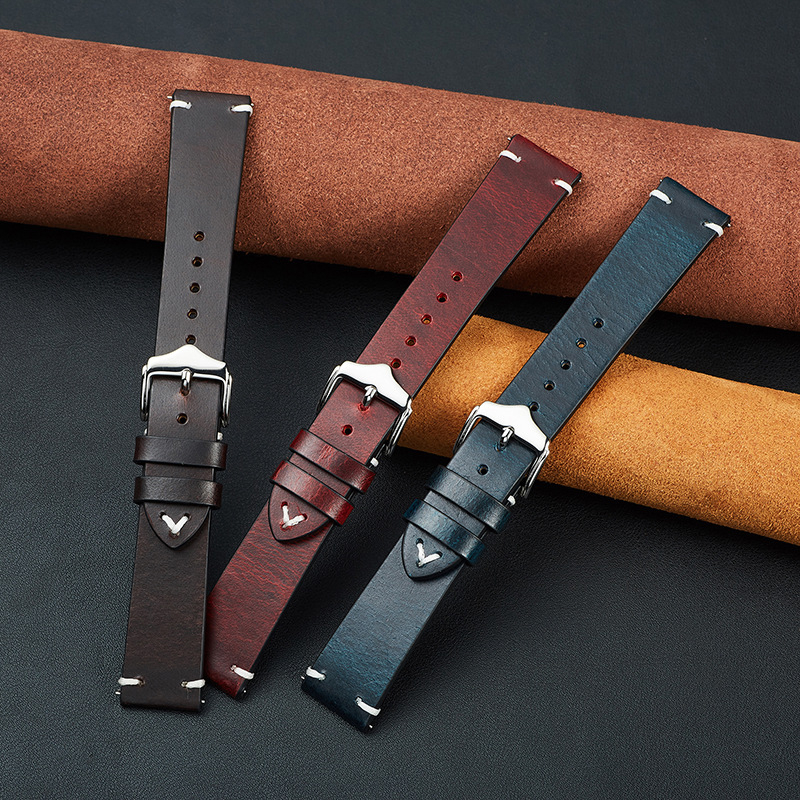 Da Đồng Hồ Đeo Tay Dây Da Bò Màu gradient Tháo Lắp Nhanh 18mm 20mm 22mm m49