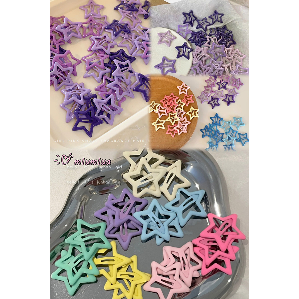 Miumiua🔮Y2K Kẹp Tóc Ngôi Sao Năm Cánh Bằng Kim Loại Màu Bạc Mát Mẻ Dễ Phối Đồ Dành Cho Bạn Gái 2023