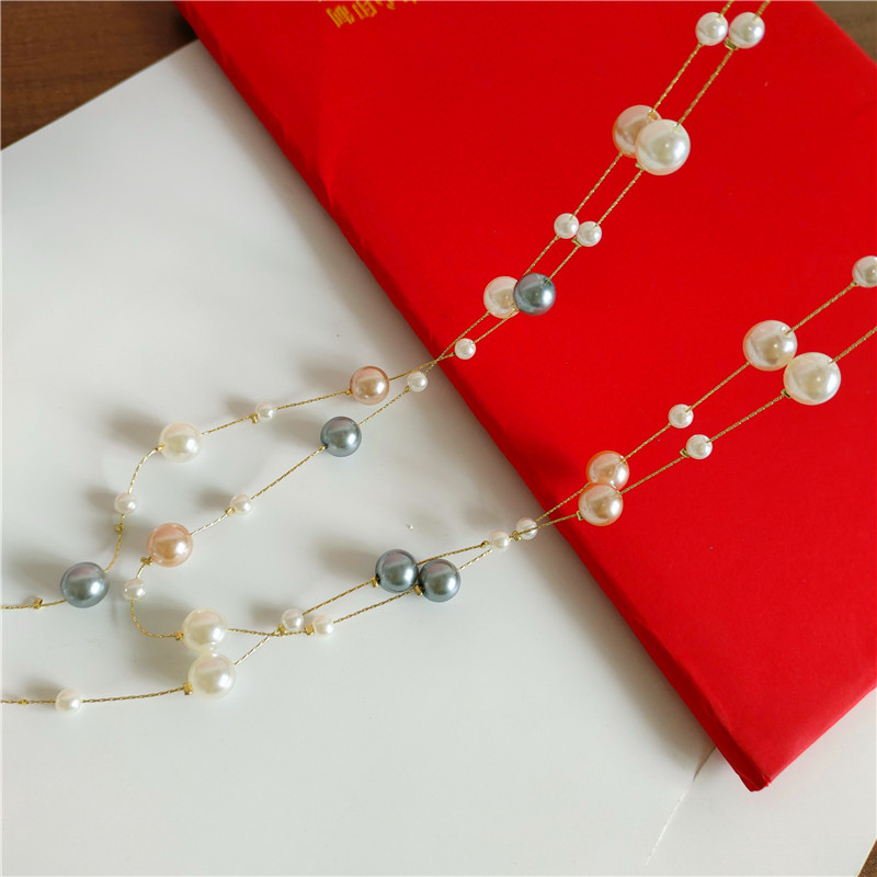 Vòng cổ Dài Nhiều Lớp Đính Ngọc Trai Nhân Tạo Phong Cách Cổ Điển Mẫu Mới 2023 Dành Cho Nữ