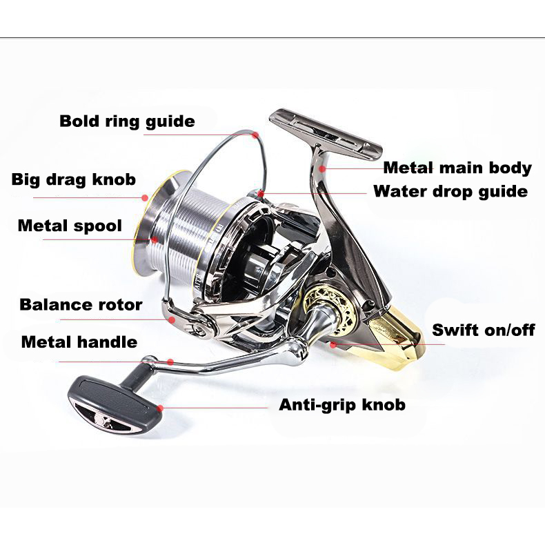 Máy Câu Cá Kim Loại 30kg max 10 + 1bb 9000 10000 Chất Lượng Cao