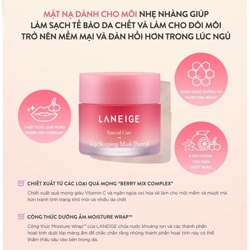 LANEIGE Lip Sleeping Mask Mặt nạ ngủ cho môi Berry 3G