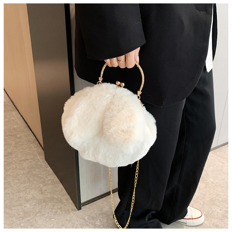 🔥11 Màu🔥Túi Xách Lông Nữ Của Phụ Sang Trọng 💖Túi Vải Lông Hình Tai Thỏ Mới,Túi Đeo Lông Nhung Dễ Thương,Túi Đeo Chéo Hình Tai Thỏ Lông Xù 2023 TTF542