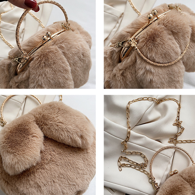 🔥11 Màu🔥Túi Xách Lông Nữ Của Phụ Sang Trọng 💖Túi Vải Lông Hình Tai Thỏ Mới,Túi Đeo Lông Nhung Dễ Thương,Túi Đeo Chéo Hình Tai Thỏ Lông Xù 2023 TTF542
