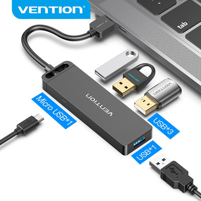 Bộ Chia Vention Chuyển Đổi Cổng USB 3.0 Hoặc Type C 3.1 Với Cổng Nguồn Micro Cho Huawei Matebook Surface Pro PC