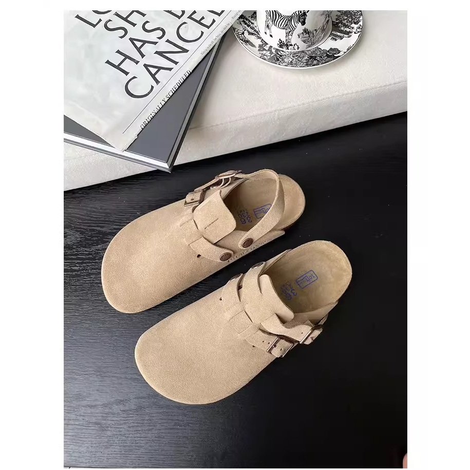 Dép birkenstock Bít Mũi Dày Dặn Màu Hồng Thời Trang 2023 Cho Nữ