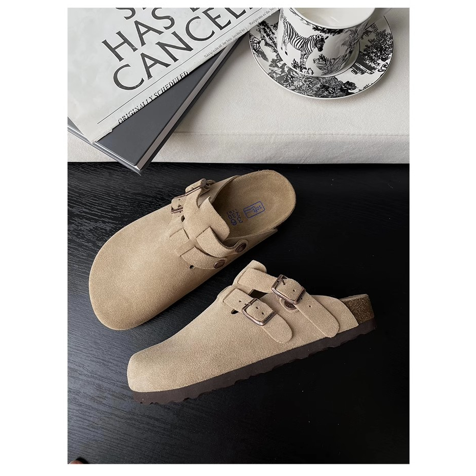 Dép birkenstock Bít Mũi Dày Dặn Màu Hồng Thời Trang 2023 Cho Nữ