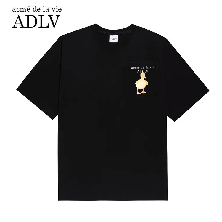 Adlv Áo Thun cotton Cổ Tròn Ngắn Tay Dáng Rộng In Họa Tiết Thời Trang unisex