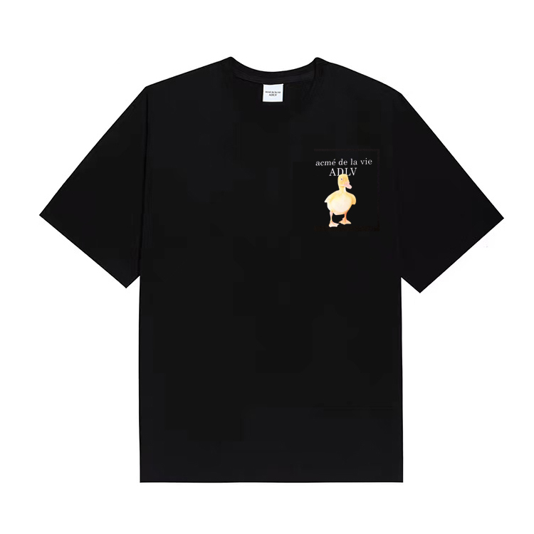 Adlv Áo Thun cotton Cổ Tròn Ngắn Tay Dáng Rộng In Họa Tiết Thời Trang unisex