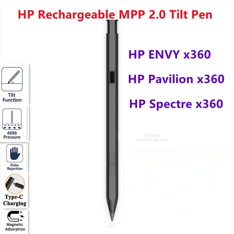 HP Bút nghiêng có thể sạc lại MPP 2.0 Dành cho Máy tính xách tay HP ENVY x360 Convertible 13/15 2 trong 1 3J122AA # ABB 3J123AA # Bút stylus ABB