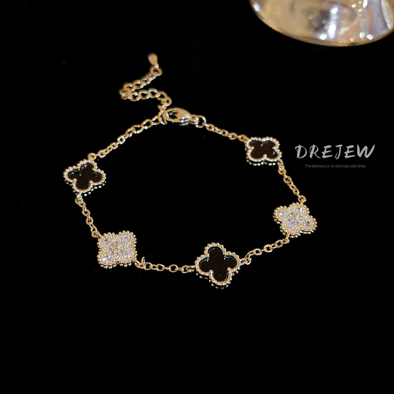 Drejew nhẹ nhàng sang trọng zircon hoa mẹ-of-pearl vòng tay thiết kế khí chất đơn giản vòng tay thích hợp vòng tay cao cấp