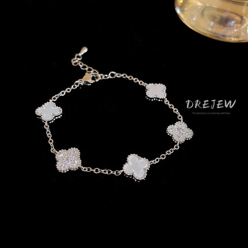 Drejew nhẹ nhàng sang trọng zircon hoa mẹ-of-pearl vòng tay thiết kế khí chất đơn giản vòng tay thích hợp vòng tay cao cấp