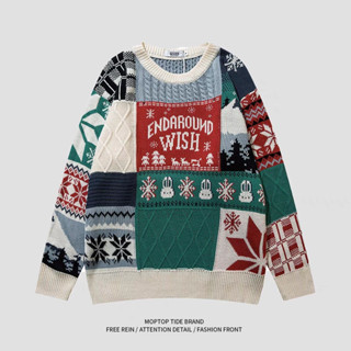 Aokong Áo len Giáng sinh mới phong cách Hàn Quốc dành cho nam và nữ cổ điển dáng rộng giản dị cặp đôi hợp thời trang đa năng