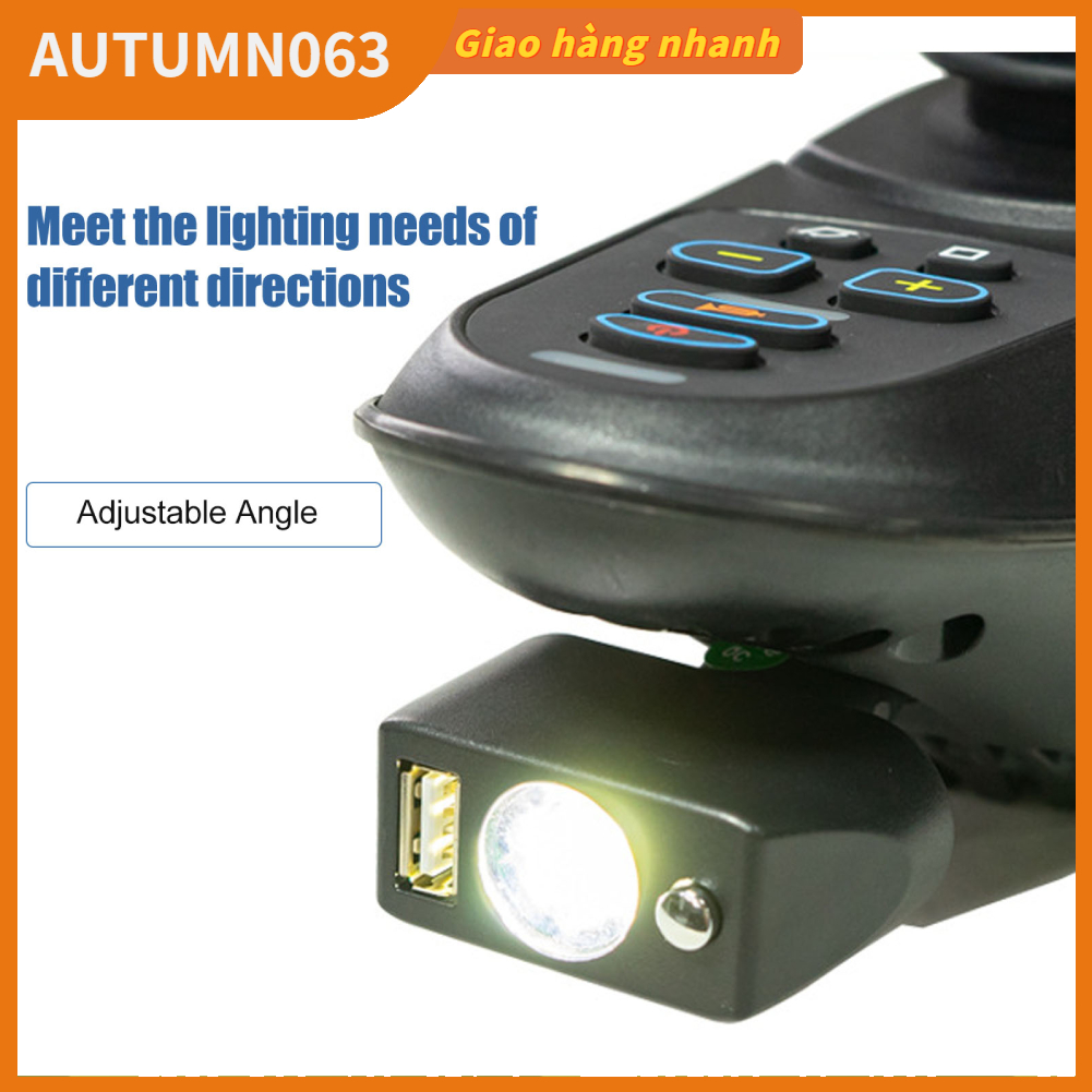 Đèn Xe Lăn Điện 3 Pin Đầu XLR Sạc USB Góc Điều Chỉnh LED Bộ Khiển Chiếu Sáng Autumn063