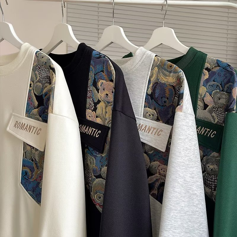 Áo Nỉ Dài Tay Form Rộng Thêu Họa Tiết Thời Trang Dành Cho Nam