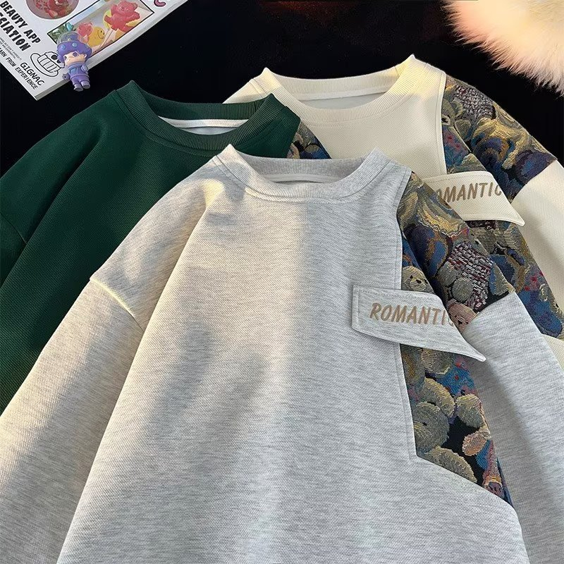 Áo Nỉ Dài Tay Form Rộng Thêu Họa Tiết Thời Trang Dành Cho Nam