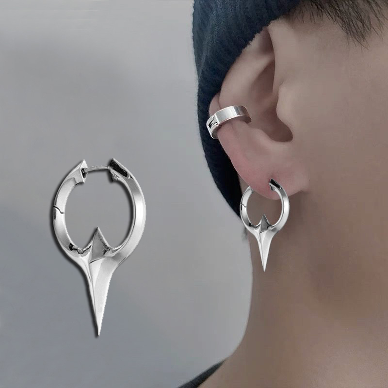 Mới Đôi Khuyên Tai Kim Loại Thiết Kế Độc Đáo Phong Cách hip-hop