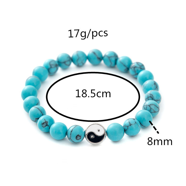 Yin yang Vòng Tay Dạng Chuỗi Hạt Đá Mắt Hổ Màu Trắng Đen Thời Trang Cho Cặp Đôi