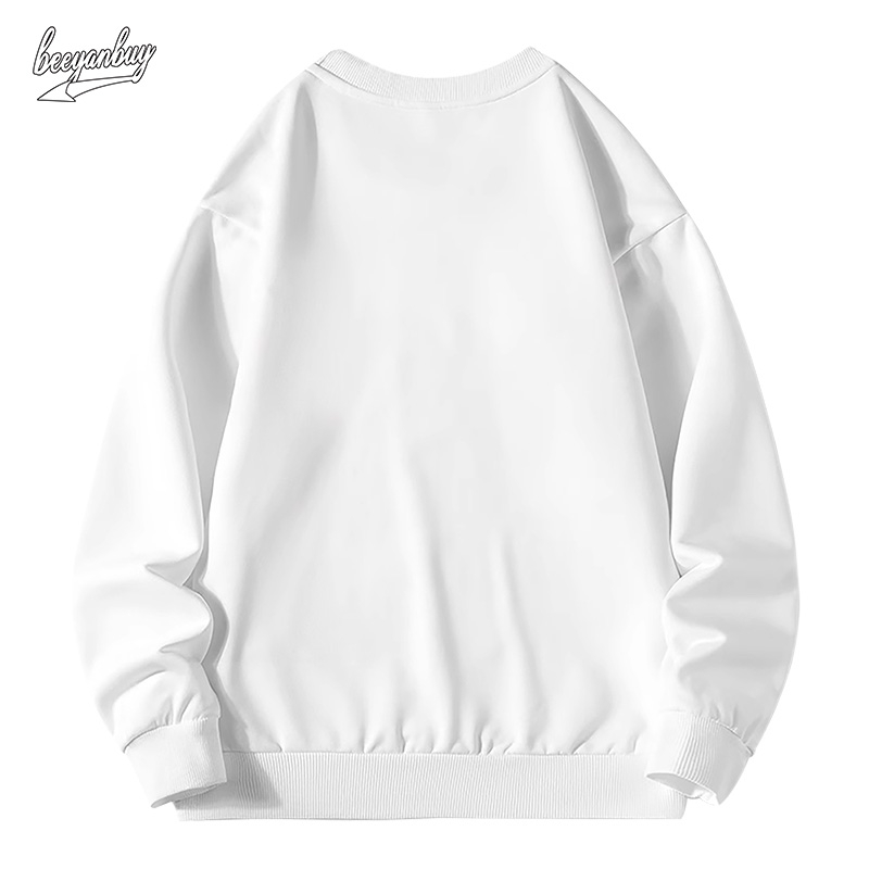 Áo sweater trắng nam  BEEYANBUY áo nỉ tay dài thời trang in hình đẹp unisex 100% cotton-Y0257