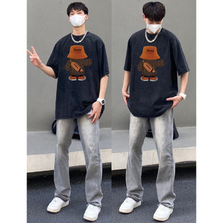 Áo Thun cotton Tay Ngắn Dáng Rộng In Hình Quả Lê Thời Trang hip hop